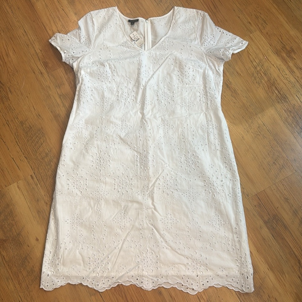 Talbots White Eyelet Cotton Short Sleeve Dress
